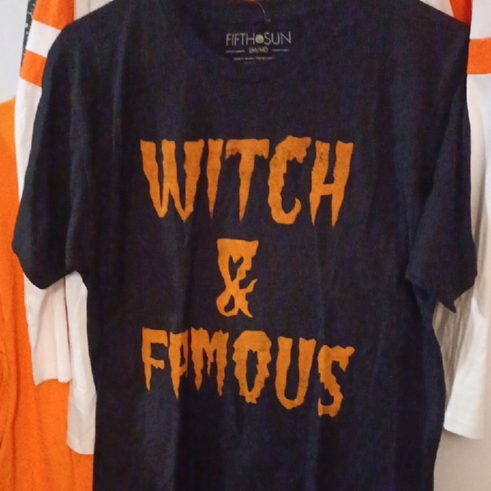 Fifth Sun Black and Orange Witch & Famous T-Shirt SM/MED